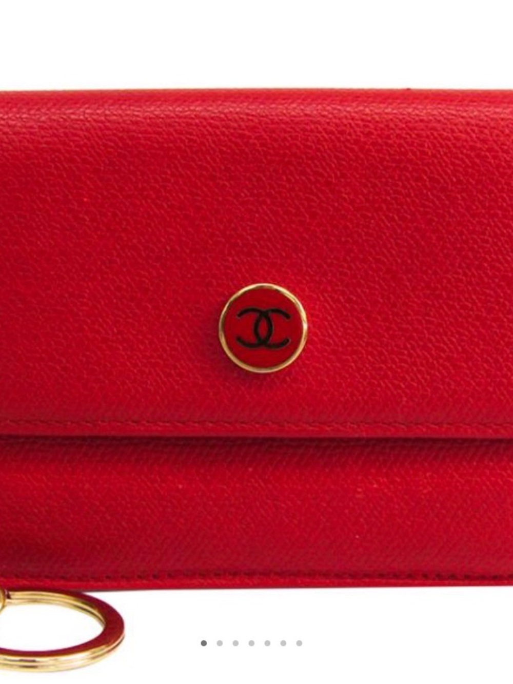 Chanel Red Leather key Cles- Red